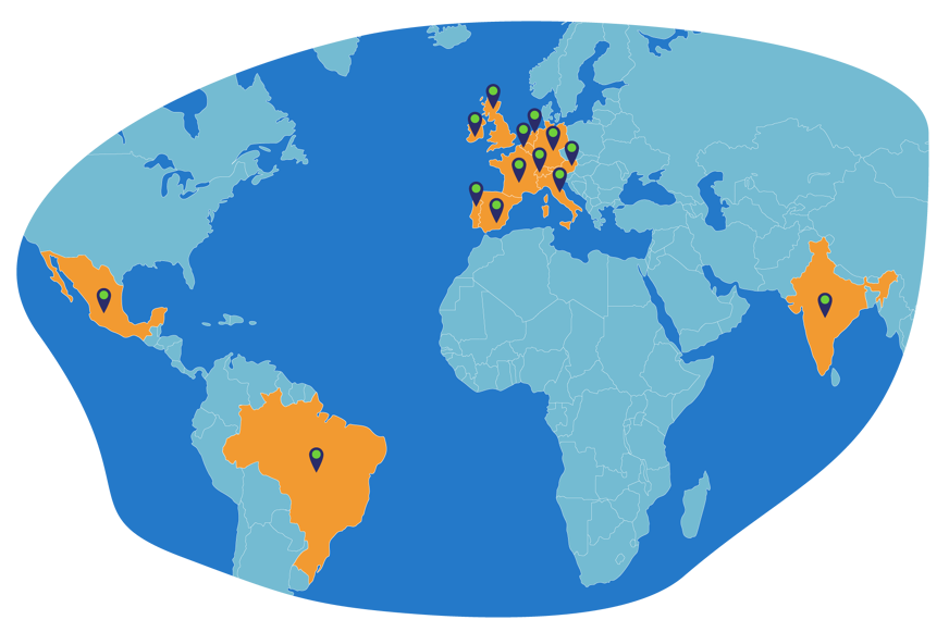 Mapa do mundo com mercados do Heroi do Sono